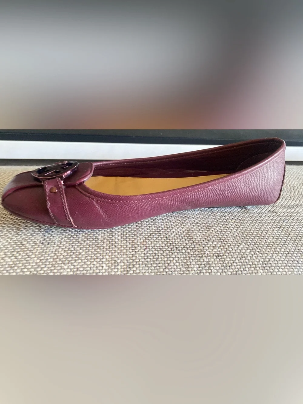 Michael Kors Fulton Ballet Flats – Burgundy Saffiano Leather Sz 10 M